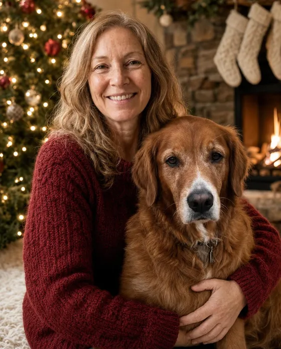 Example Holiday Fireside portrait